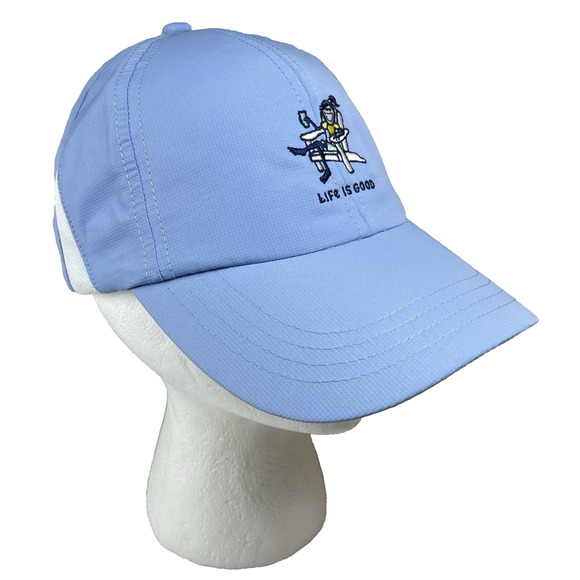 LIFE IS GOOD Blue Adjustable Relax Vacation Adirondack Logo Baseball Cap Hat OS - Picture 1 of 7